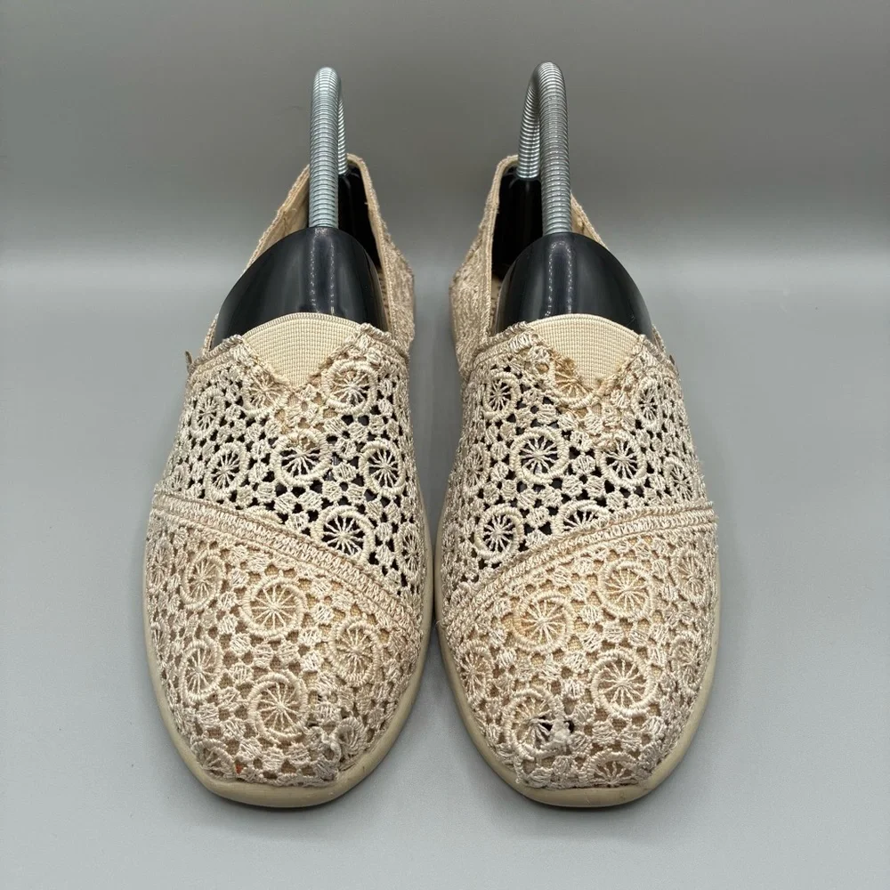 Bobs By Skechers Crochet Flats Women’s 8.5 Natural White Slip On Shoes